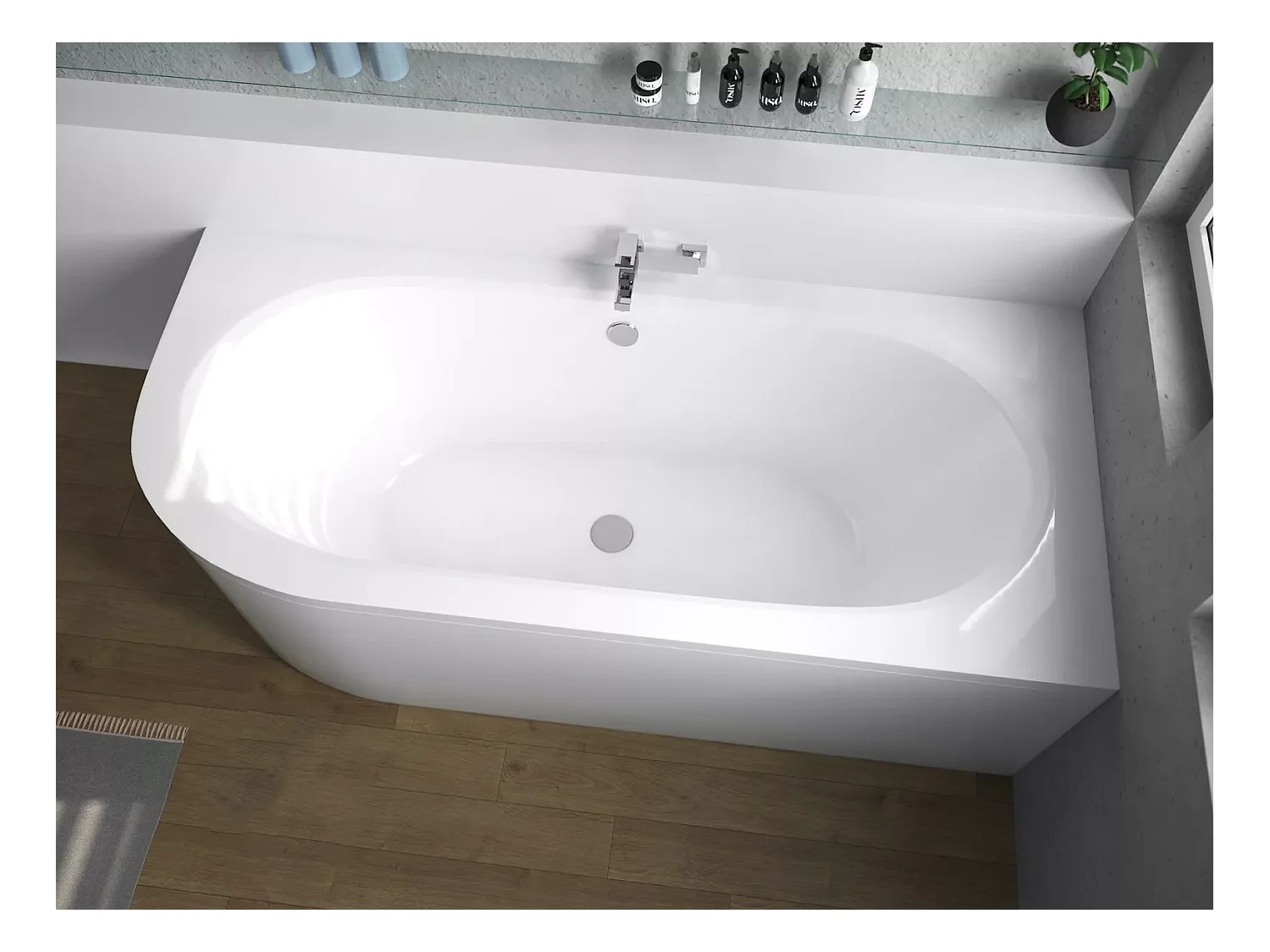 Hoekbad AVITA 160x75 rechts met acrylschort | Afvoer &amp; voeten GRATIS!