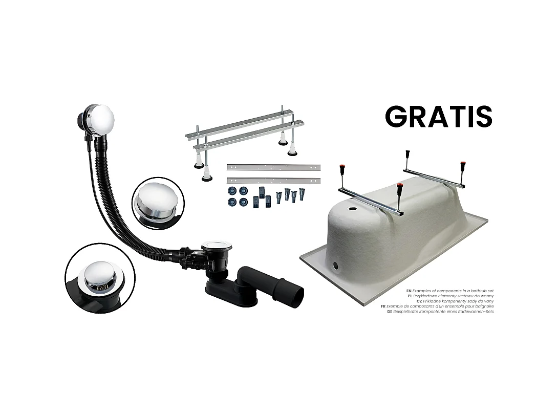 Hoekbad INTIMA 160x90 links + 2 hoofdsteunen KODI | Afvoer &amp; poten GRATIS!