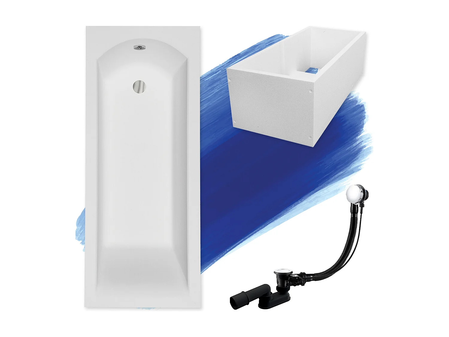 Badewanne Rechteck SHEA 170x70 mit Wannenträger | Ablauf & Füße GRATIS !