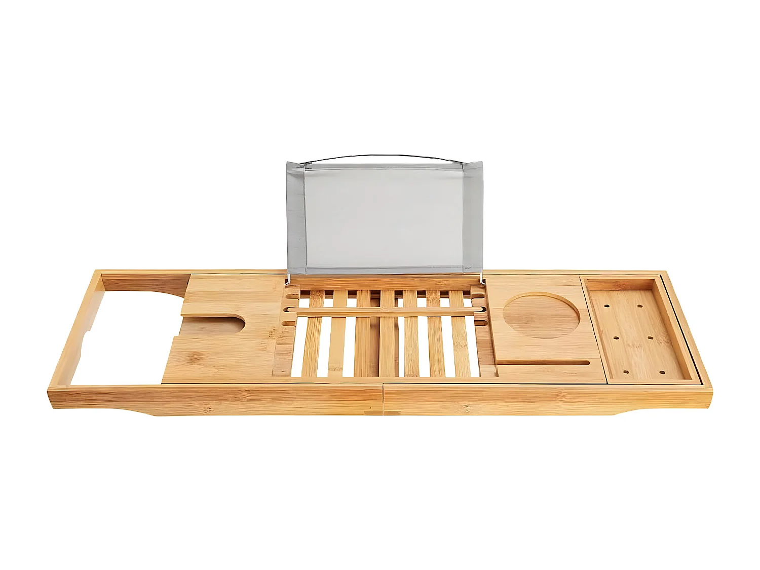 Baignoire asymétrique 150x85 Droite INTIMA acrylique blanc, sans Habillage + Repose Tête + Étagère bambou + Pieds + Vidage à chromé