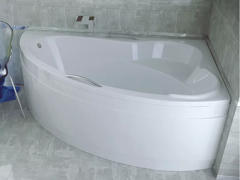 Badewanne Eckwanne ADA 140x90 Rechts mit Styroporverkleidung und Handgriffen | Ablauf & Füße GRATIS !