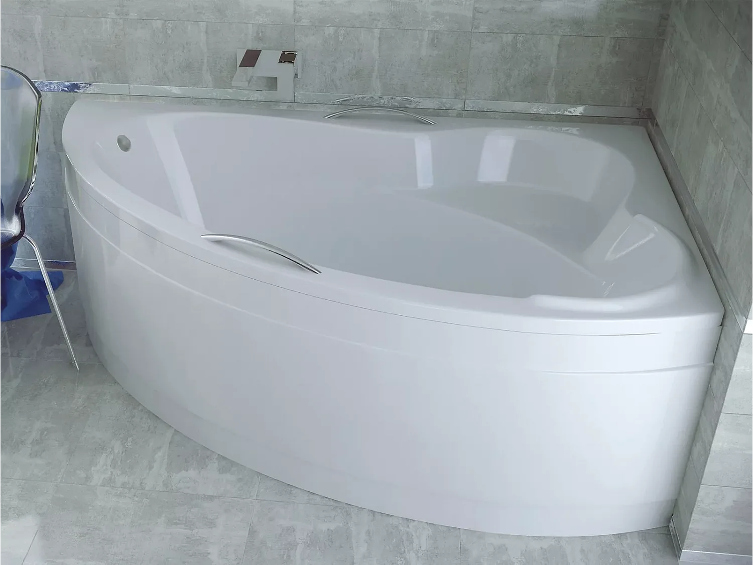 Badewanne Eckwanne ADA 140x90 Rechts mit Styroporverkleidung und Handgriffen | Ablauf & Füße GRATIS !