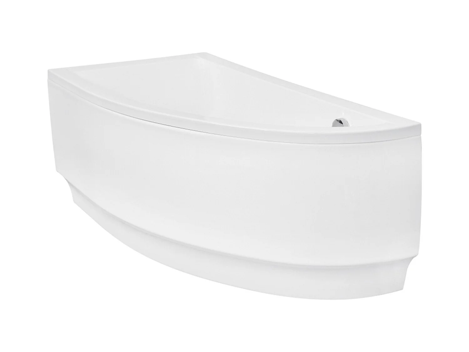 Baignoire asymétrique 150x70 Gauche PRAKTIKA acrylique blanc + avec Tablier + Pieds + Vidage à chromé