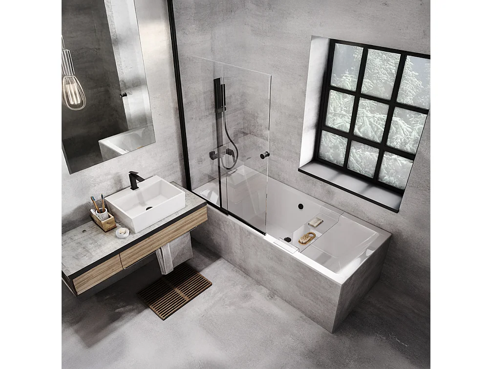 Baignoire rectangulaire 175x80 QUADRO SLIM acrylique blanc + Habillage en polystyrène + Pieds + Vidage à chromé