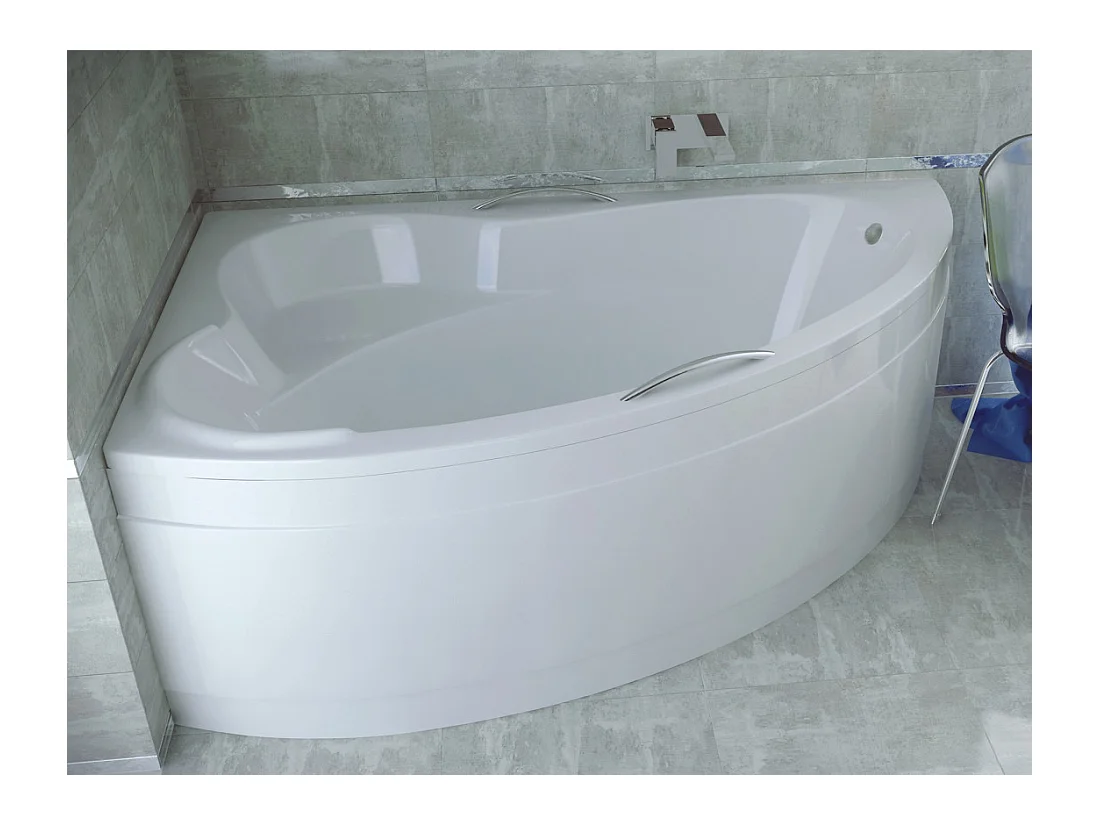 Baignoire asymétrique 160x100 Gauche ADA acrylique blanc + Habillage en polystyrène + Pieds + Vidage à chromé