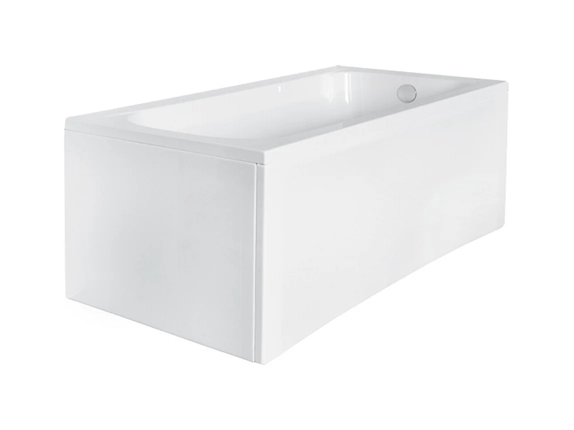 Baignoire rectangulaire 150x70 CONTINEA acrylique blanc + avec Tablier + Pieds + Vidage à chromé