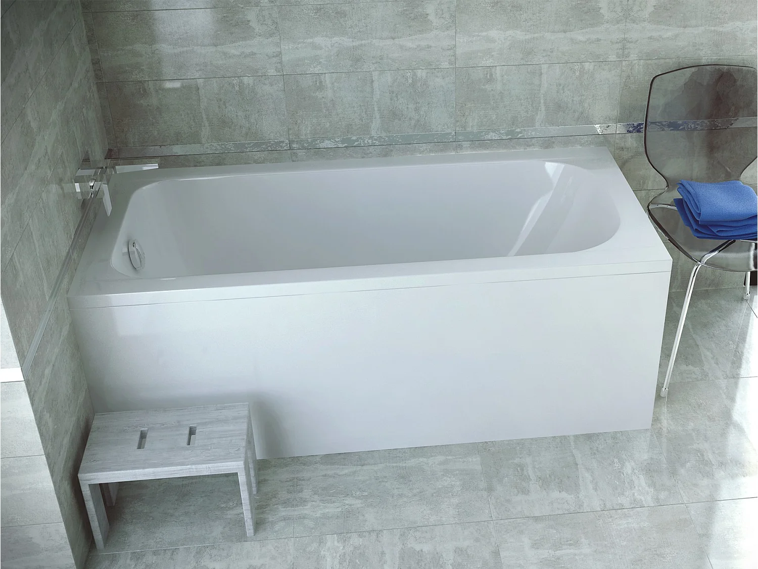 Badewanne Rechteck CONTINEA 150x70 mit AcrylSchürze | Ablauf & Füße GRATIS !