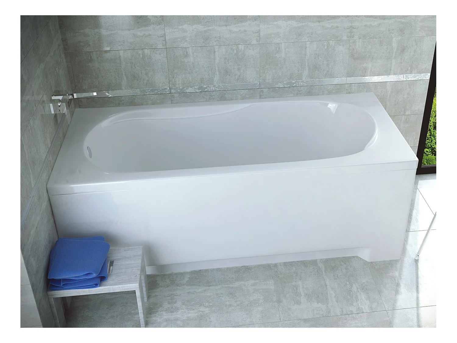 Baignoire rectangulaire 170x70 BONA acrylique blanc, sans Habillage + Pieds + Vidage à chromé