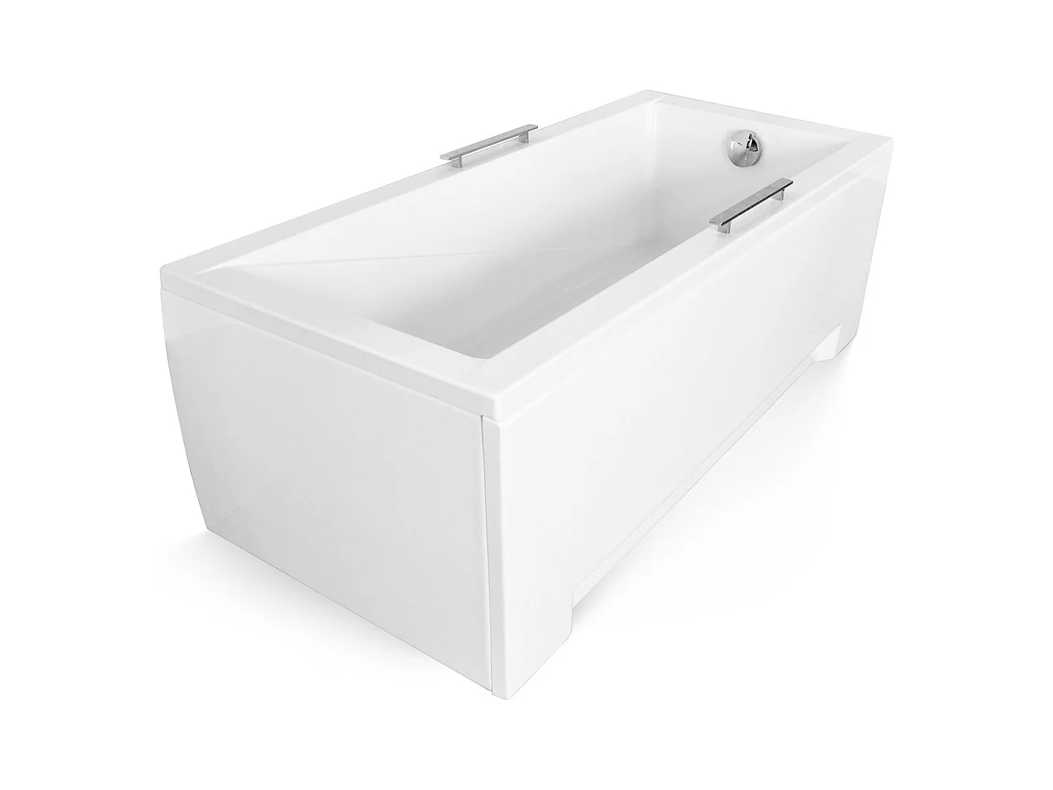 Baignoire rectangulaire 160x70 MODERN acrylique blanc + avec Tablier + Pieds + Vidage à chromé