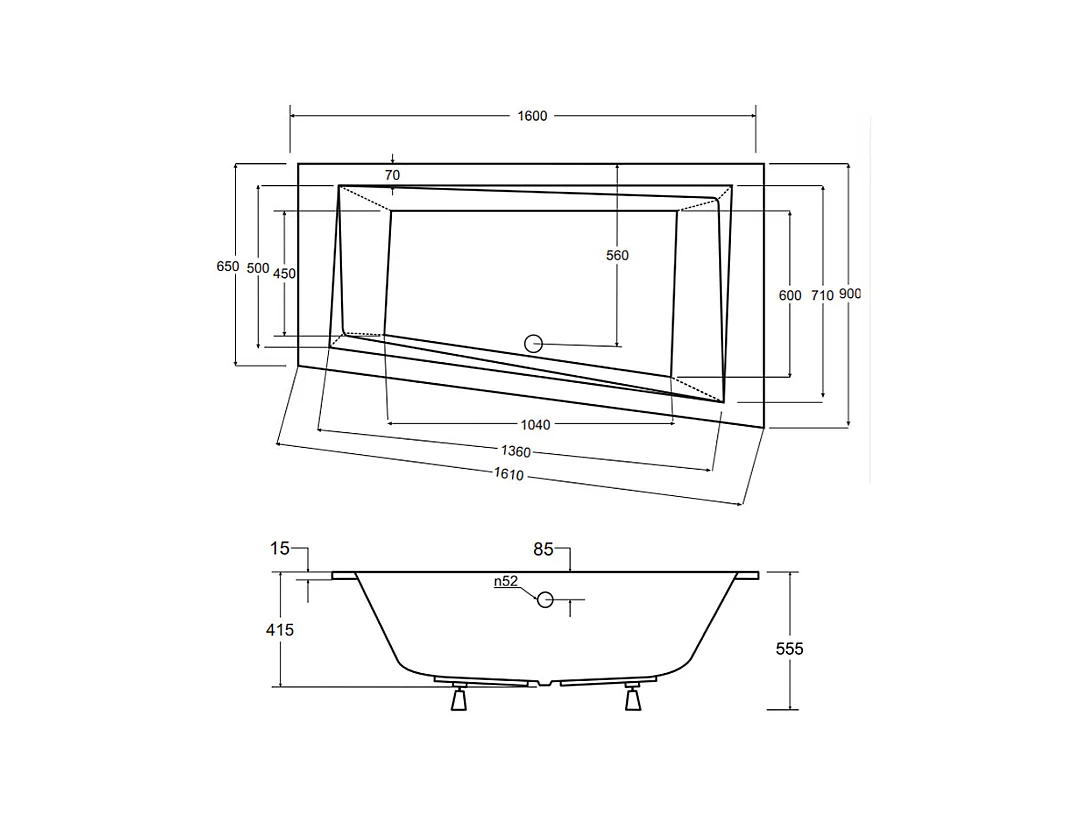 Hoekbad INTIMA SLIM 160x90 links met piepschuim bekleding, legplank 4 cm | Afvoer en poten GRATIS!