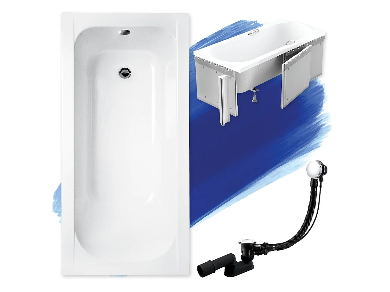 Badewanne Rechteck CONTINEA 140x70 mit Styroporverkleidung | Ablauf & Füße GRATIS !