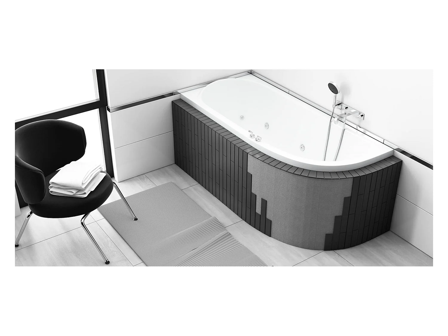 Badewanne Eckwanne AVITA SLIM 160x75 Links mit Styroporverkleidung Ablage 4cm | Ablauf & Füße GRATIS !
