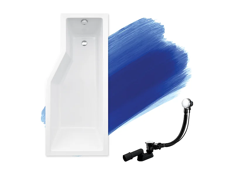 Hoekbad INTEGRA 150x75 rechts met glazen afscheiding 3-delig | Afvoer &amp; poten GRATIS!