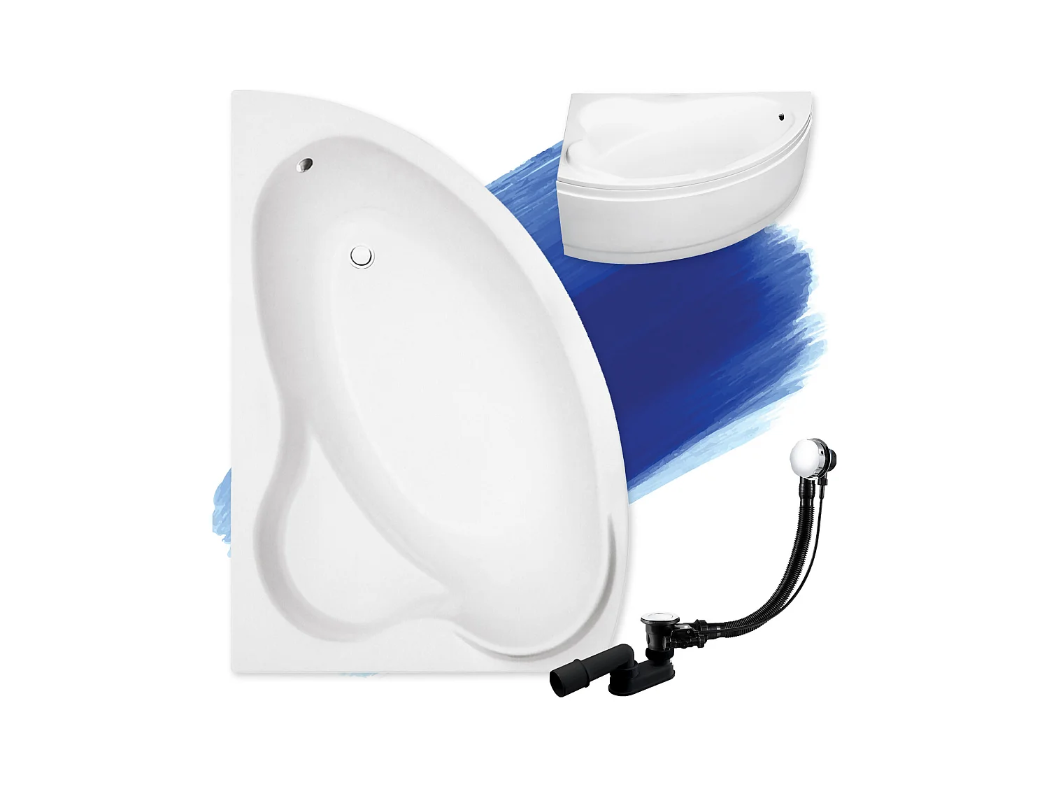 Badewanne Eckwanne ADA 160x100 Links mit AcrylSchürze | Ablauf & Füße GRATIS !