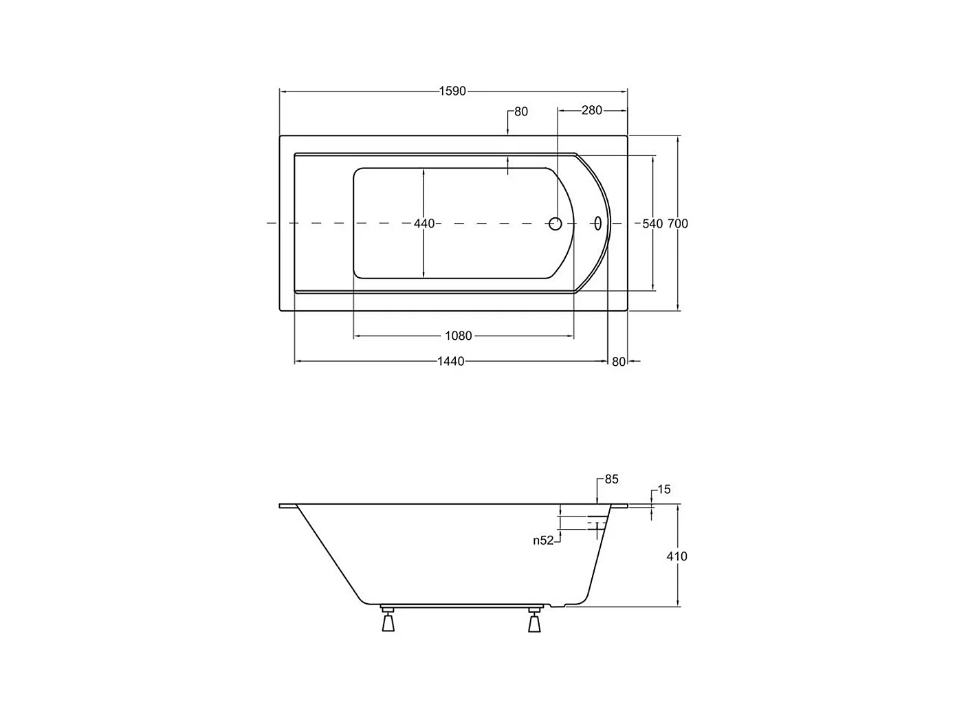 Badewanne Rechteck SHEA SLIM 160x70 mit Styroporverkleidung Ablage 4cm | Ablauf & Füße GRATIS !