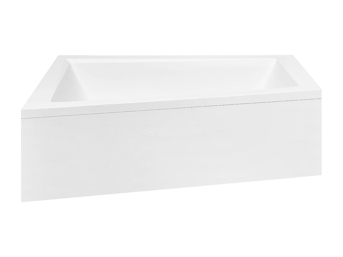 Baignoire asymétrique 160x90 Gauche INTIMA acrylique blanc + avec Tablier + Pieds + Vidage à chromé