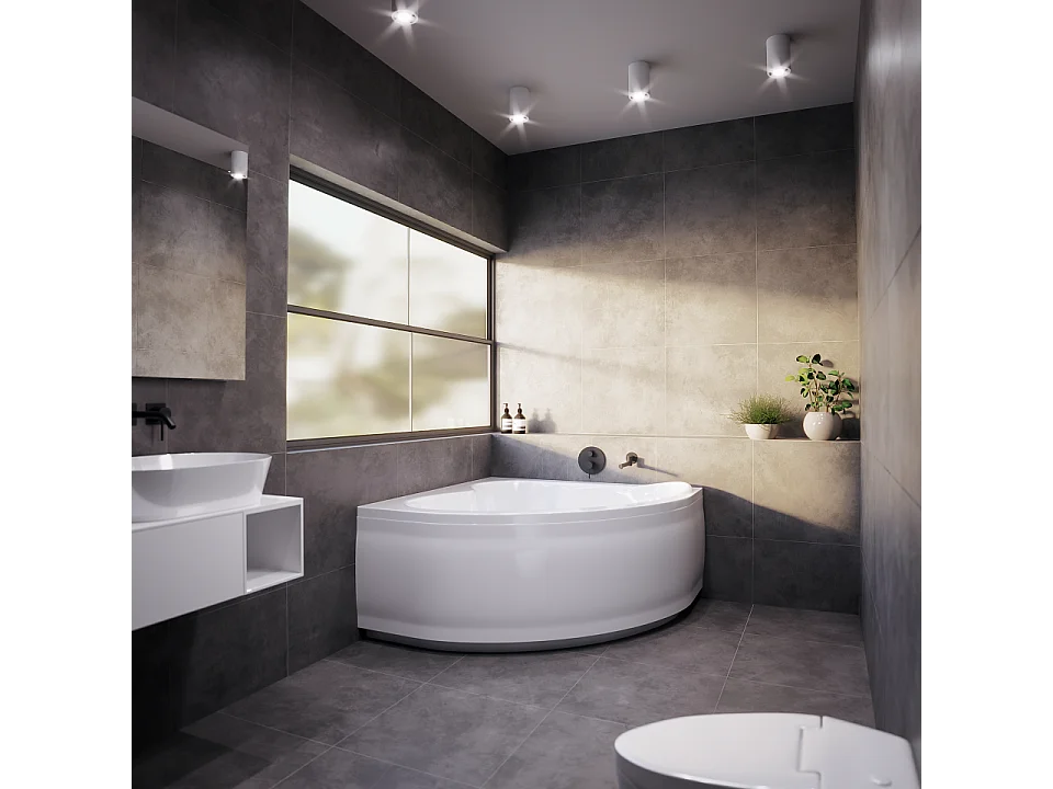 Hoekbad MIA 140x140 met acrylrand | Afvoer &amp; poten GRATIS!