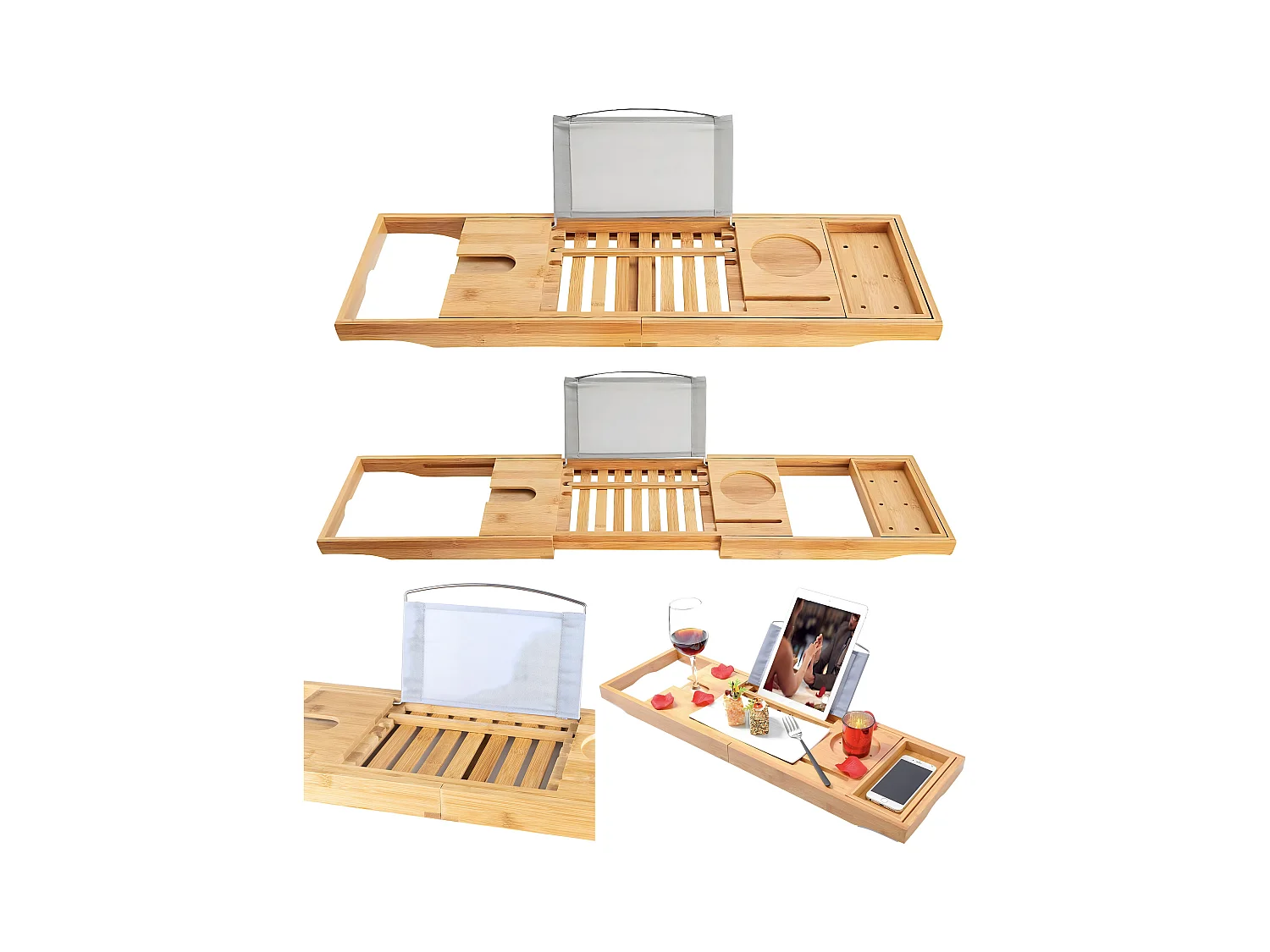 Badewanne Rechteck MODERN 120x70  + Kopfstütze KODI + Bambus Badewannenablage | Ablauf & Füße GRATIS !