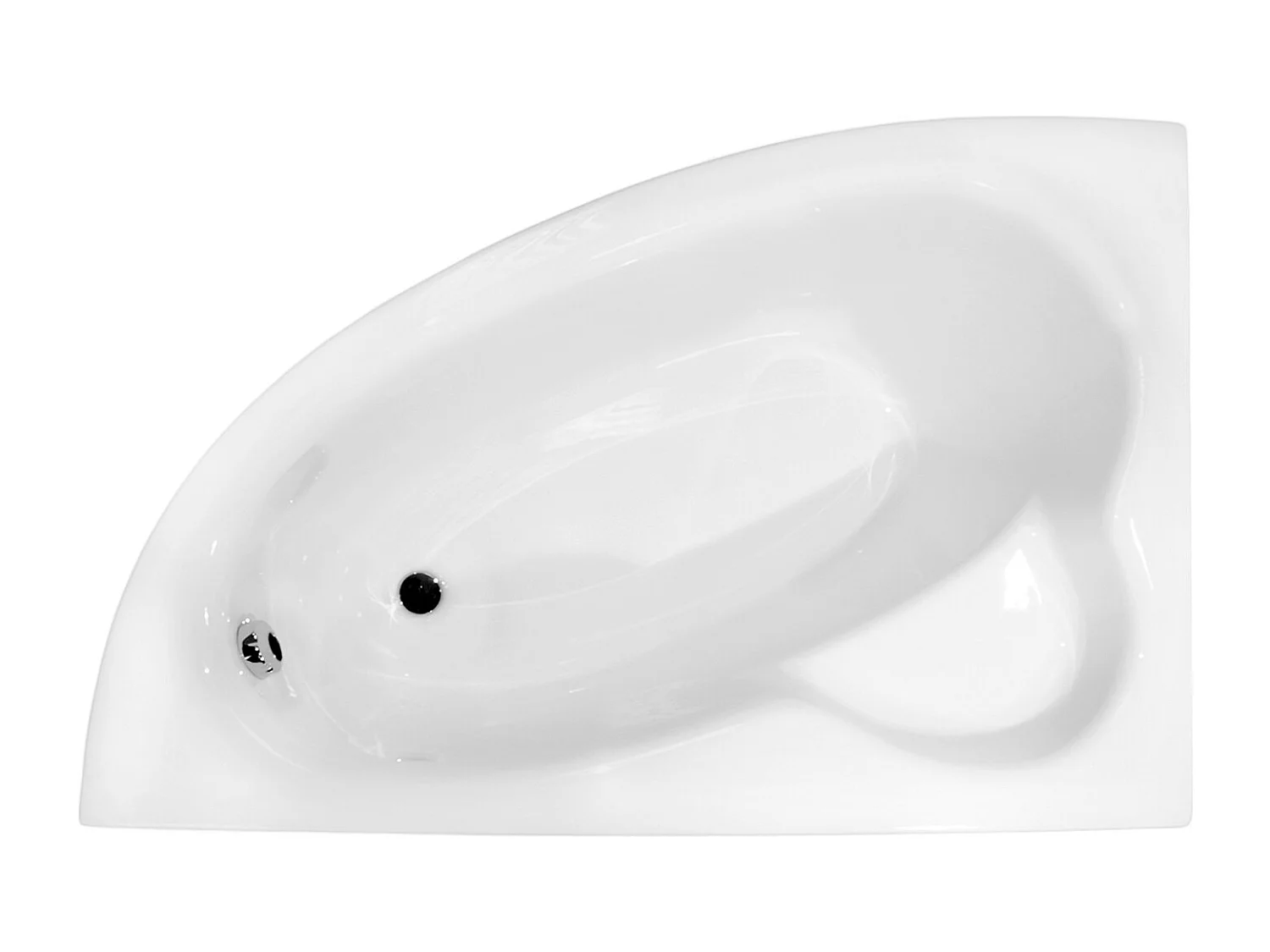 Baignoire asymétrique 150x100 Gauche NATALIA acrylique blanc, sans Habillage + Pieds + Vidage à chromé
