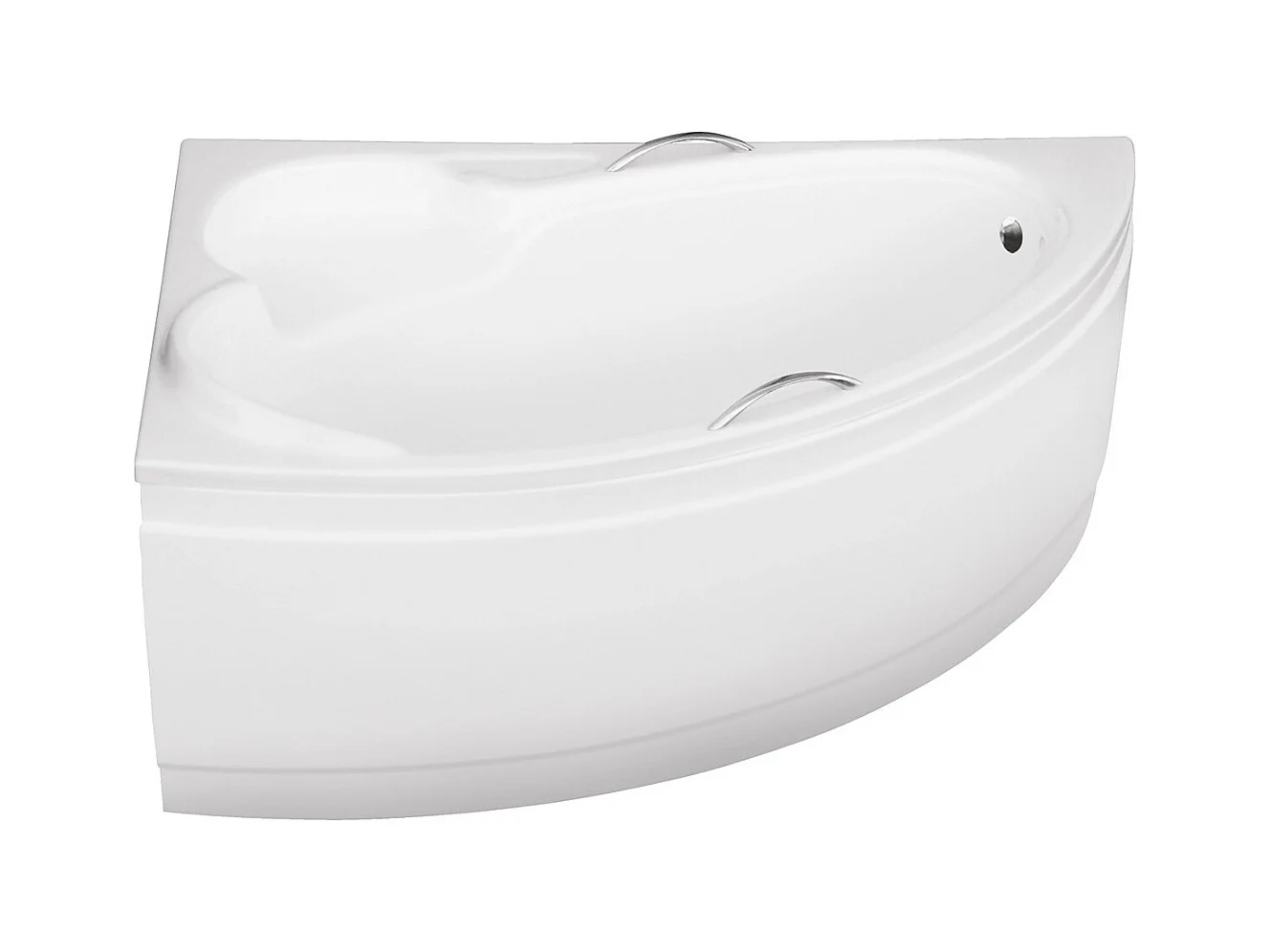 Baignoire asymétrique 150x95 Gauche BIANKA acrylique blanc + avec Tablier + Pieds + Vidage à chromé