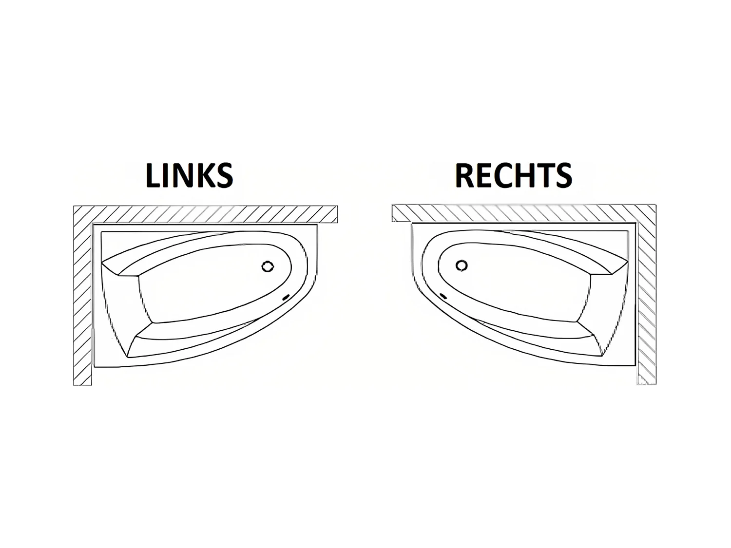 Baignoire asymétrique 150x95 Gauche BIANKA acrylique blanc + avec Tablier + Pieds + Vidage à chromé