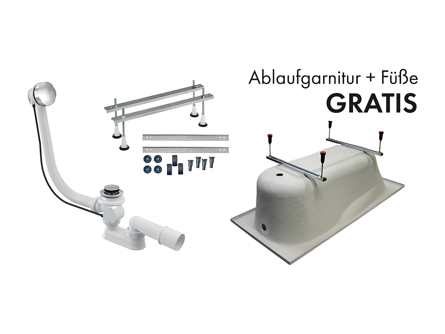 Hoekbadkuip BIANKA 150x95 links met acrylschort | Afvoer &amp; voeten GRATIS!