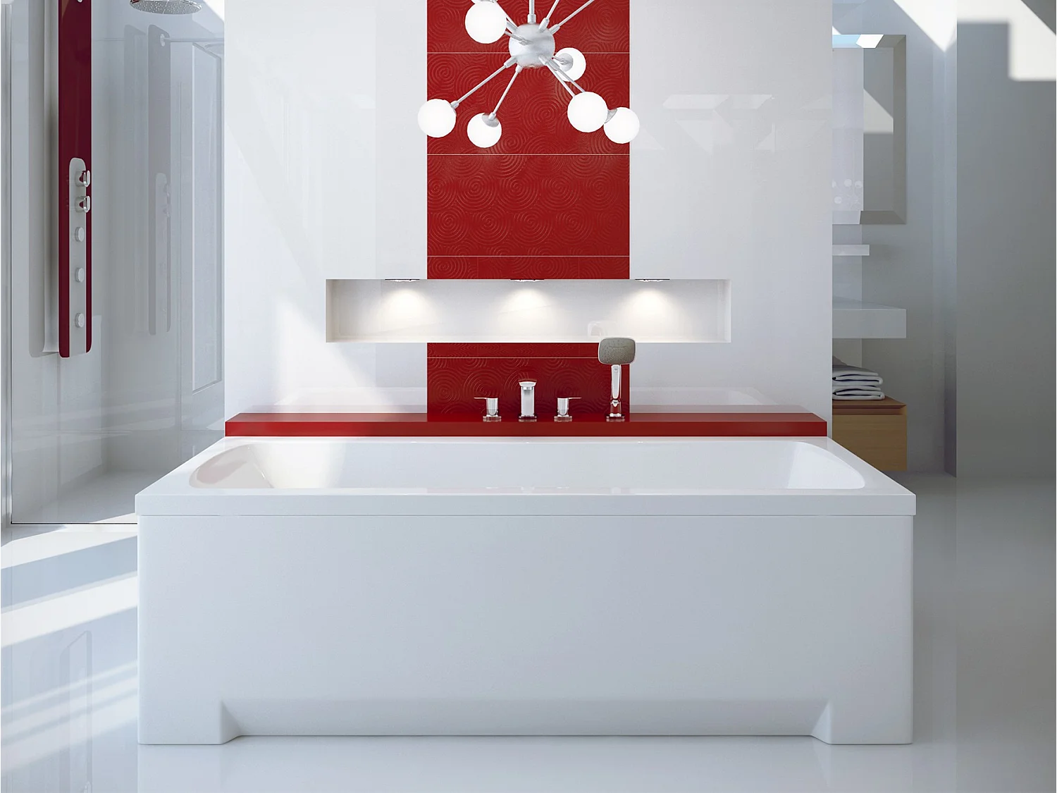 Baignoire rectangulaire 170x70 OPTIMA PREMIUM acrylique blanc + avec Tablier + Poignées + Repose Tête + Pieds + Vidage à chromé