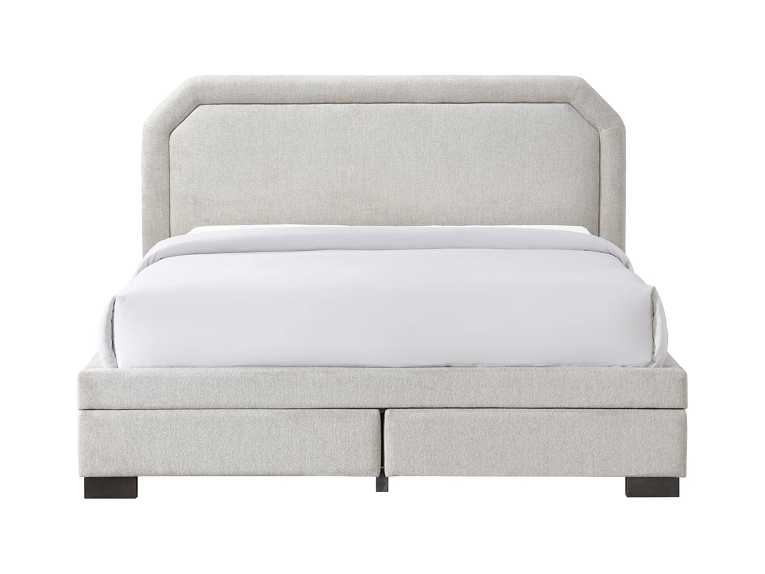 Lit avec tiroirs 140 x 190 cm - Tissu - Beige + Matelas - INASTO