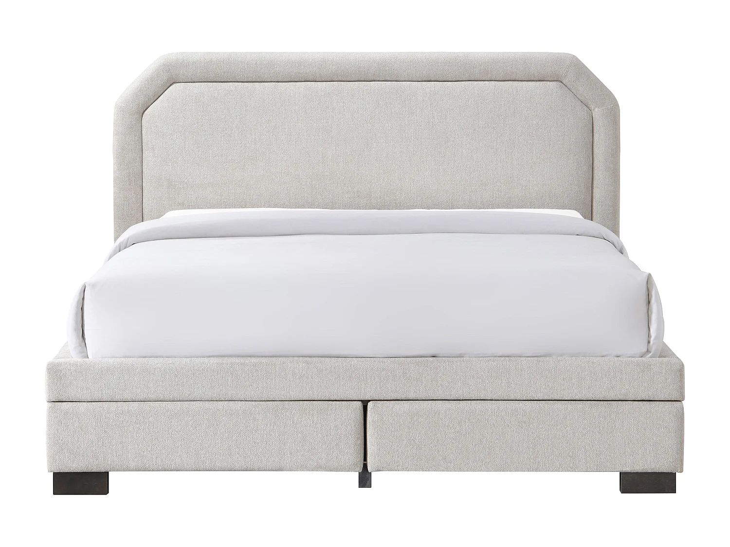 Lit avec tiroirs 140 x 190 cm - Tissu - Beige + Matelas - INASTO