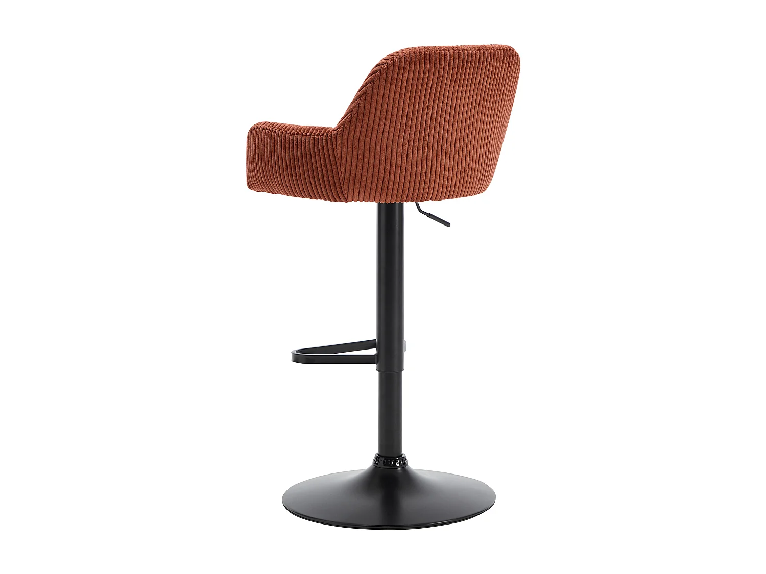 Lot de 2 tabourets en velours côtelé et métal noir - Hauteur réglable - Terracotta - LILIYA