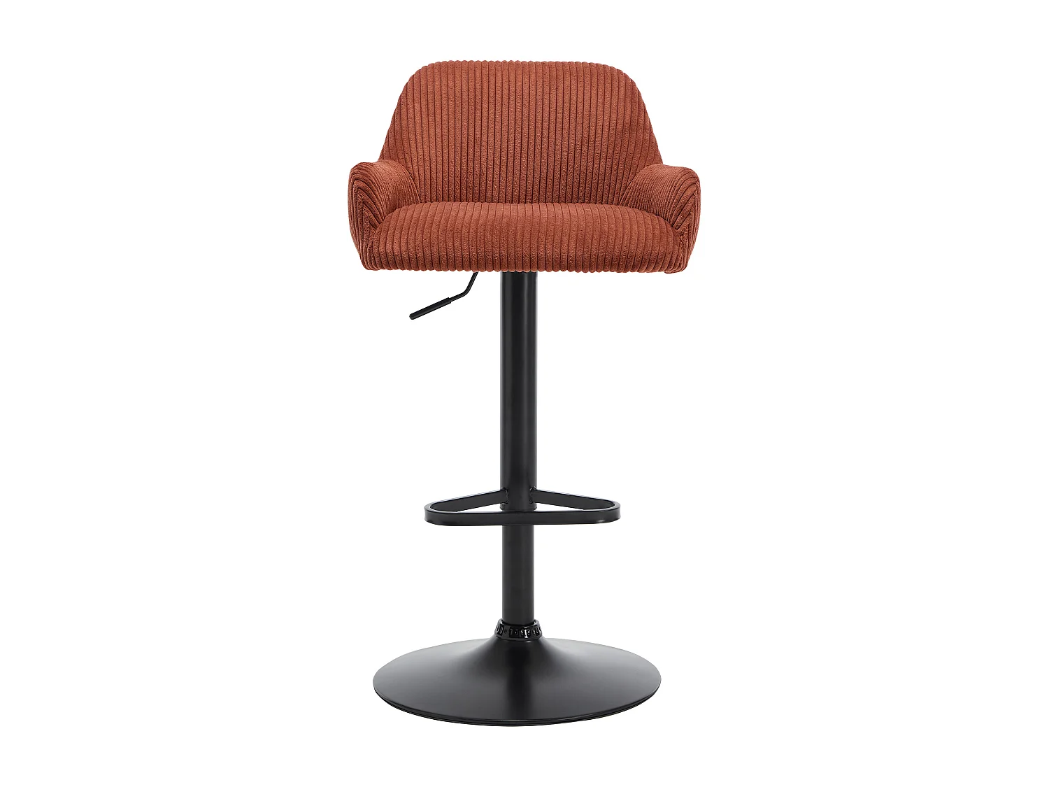 Lot de 2 tabourets en velours côtelé et métal noir - Hauteur réglable - Terracotta - LILIYA