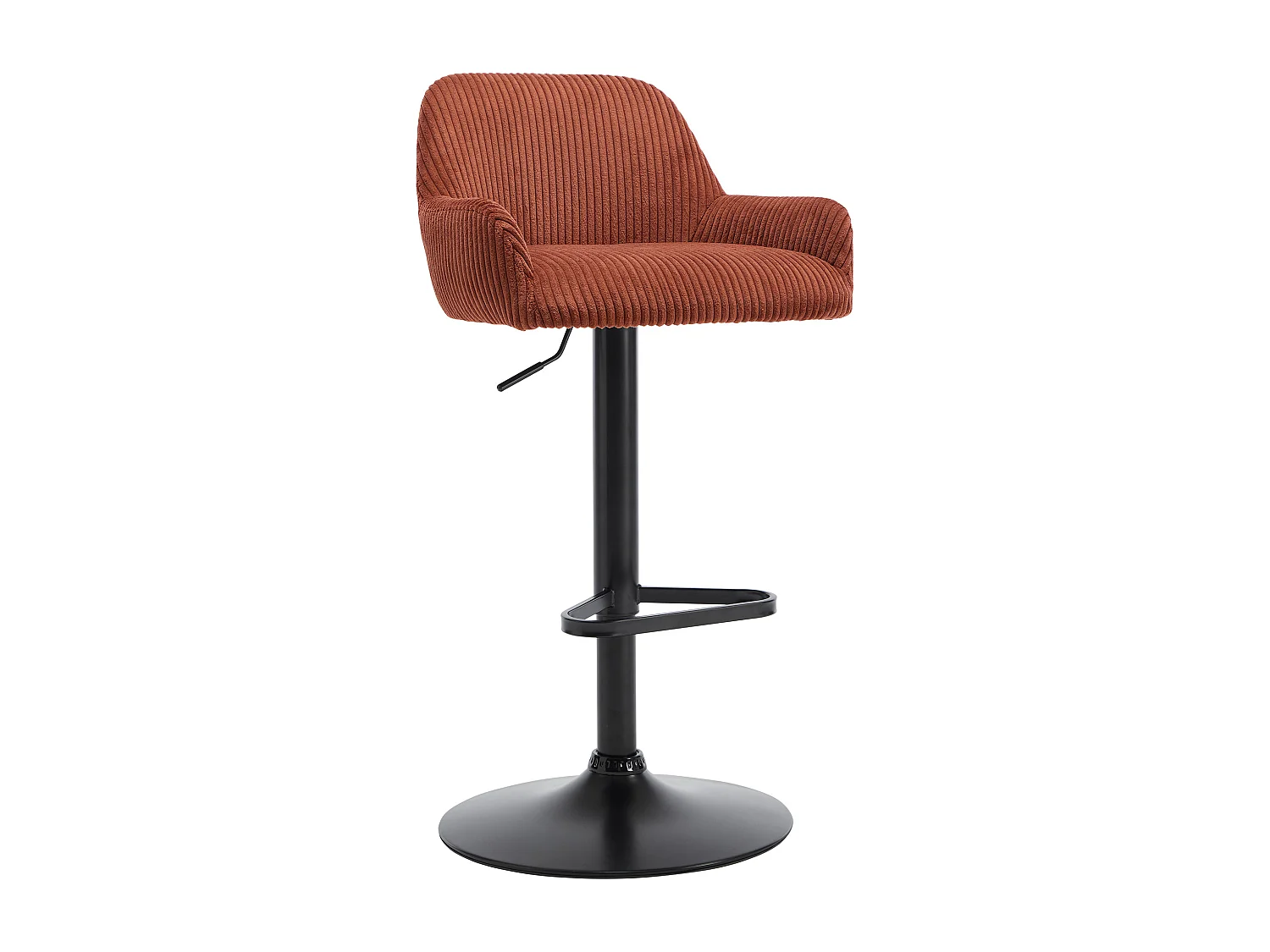 Lot de 2 tabourets en velours côtelé et métal noir - Hauteur réglable - Terracotta - LILIYA