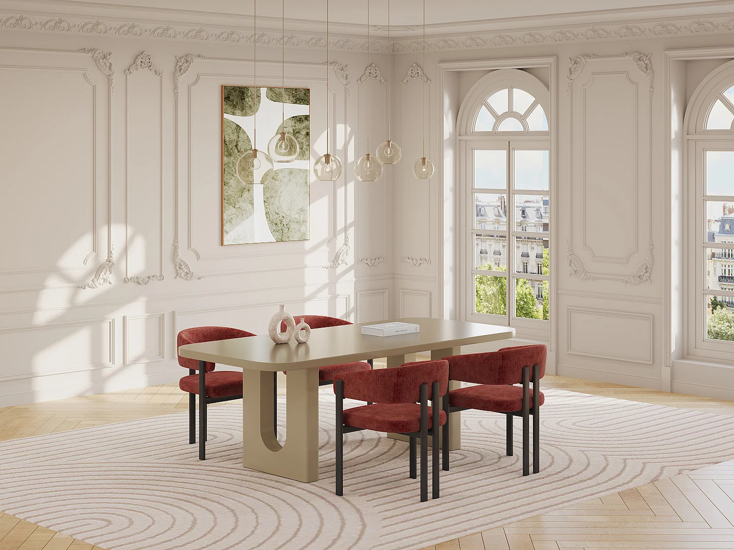 Lot de 2 chaises en tissu et métal noir - Terracotta - CIBARO