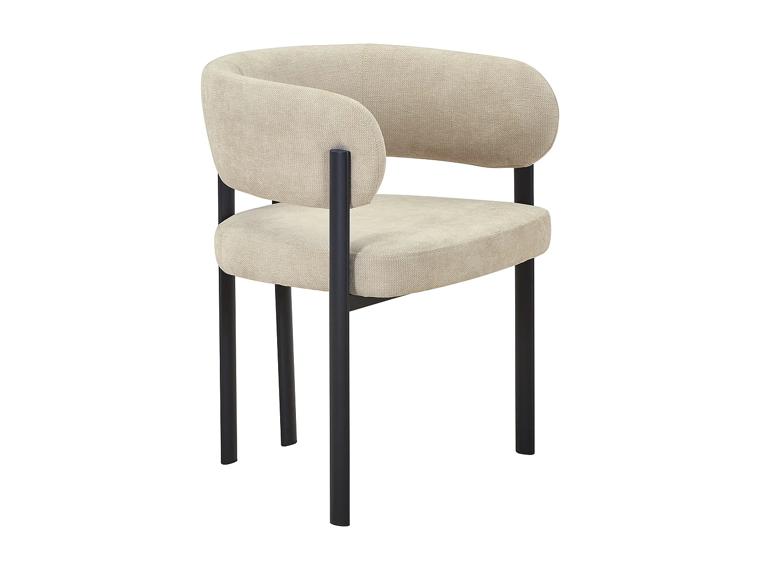 Lot de 2 chaises en tissu et métal noir - Beige - CIBARO