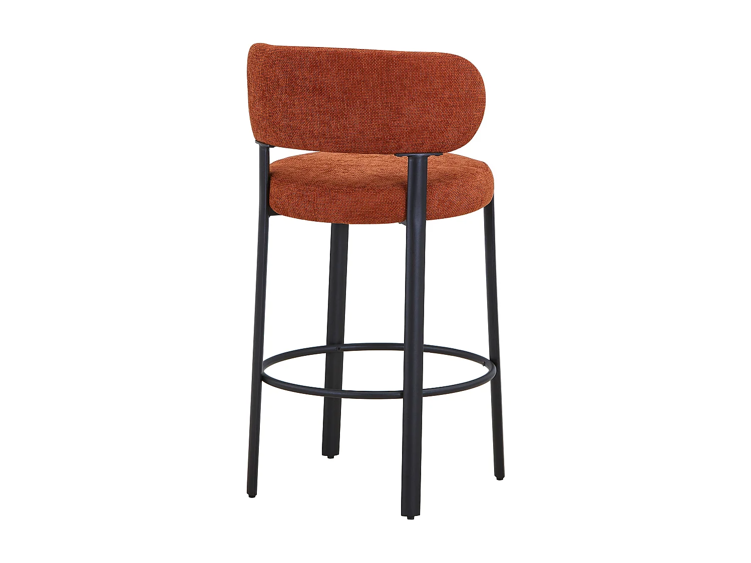 Lot de 2 tabourets en tissu texturé et métal noir - Terracotta - ASILOVA