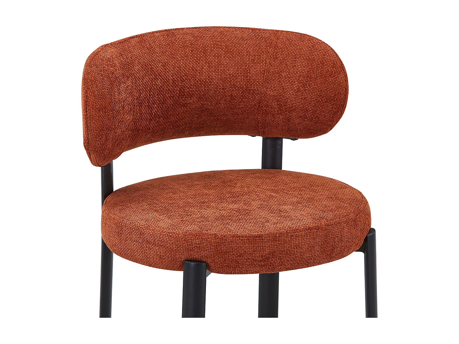 Lot de 2 tabourets en tissu texturé et métal noir - Terracotta - ASILOVA