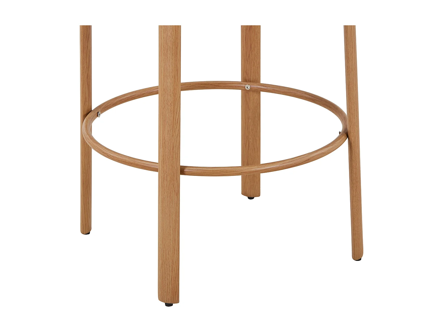Lot de 2 tabourets en tissu texturé et métal effet bois - Crème - ASILOVA