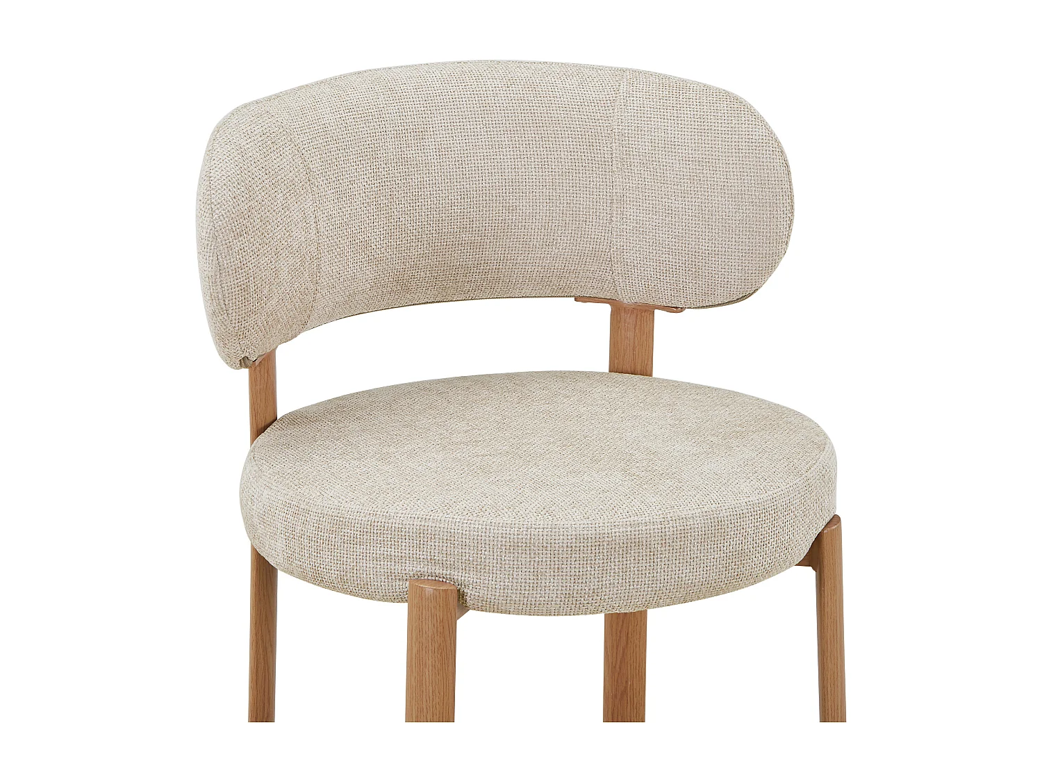 Lot de 2 tabourets en tissu texturé et métal effet bois - Crème - ASILOVA