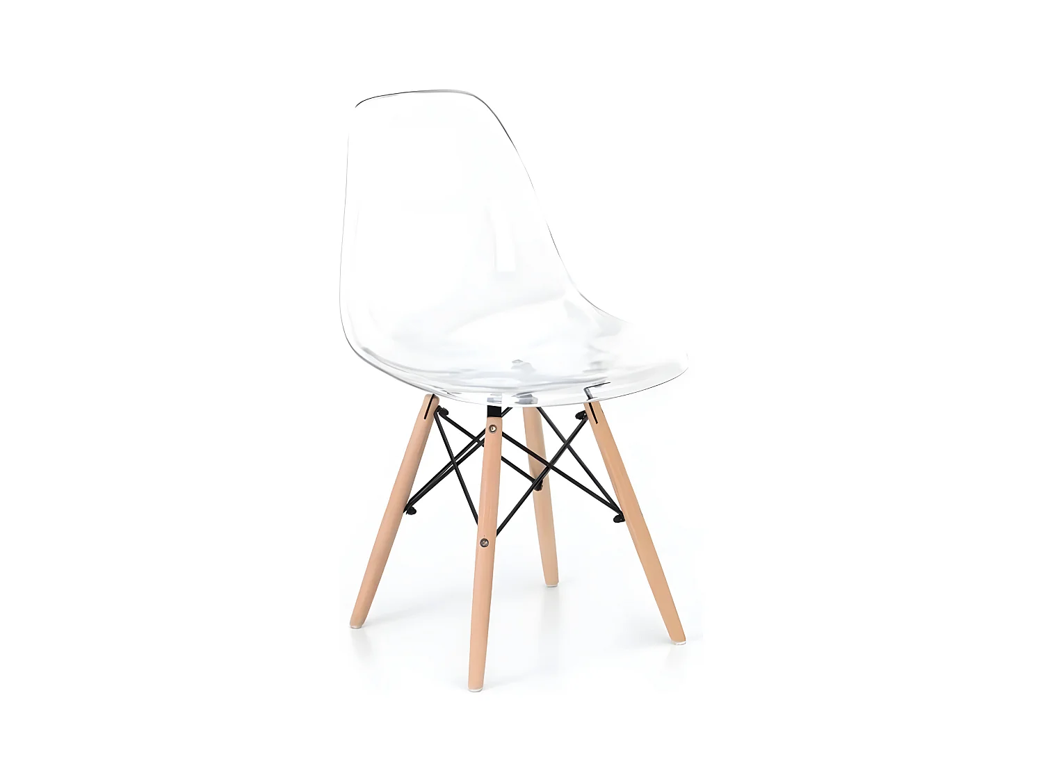 Lot de 4 chaises modernes transparentes "Elysia" en polycarbonate avec pieds en bois