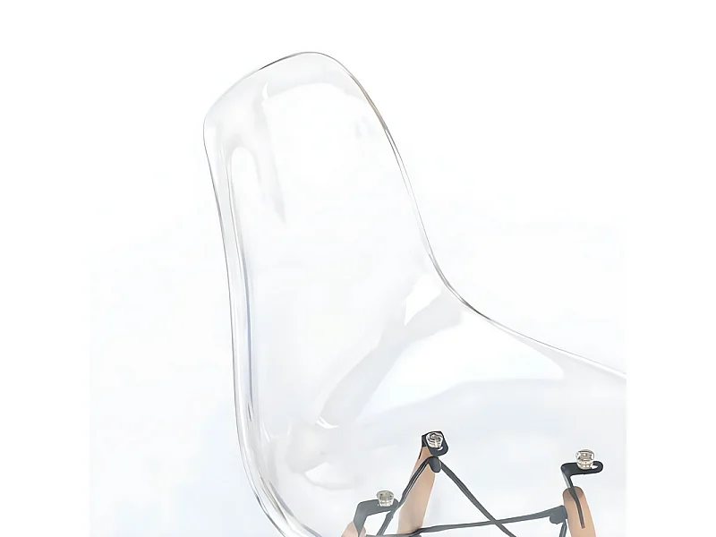 Set di 4 sedie moderne trasparenti "Elysia" in policarbonato con gambe in legno