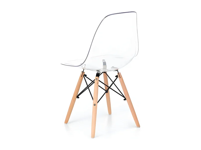 Set di 4 sedie moderne trasparenti "Elysia" in policarbonato con gambe in legno
