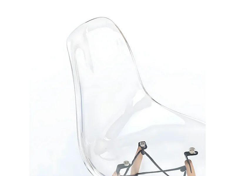 Set di 4 sedie moderne trasparenti "Elysia" in policarbonato con gambe in legno