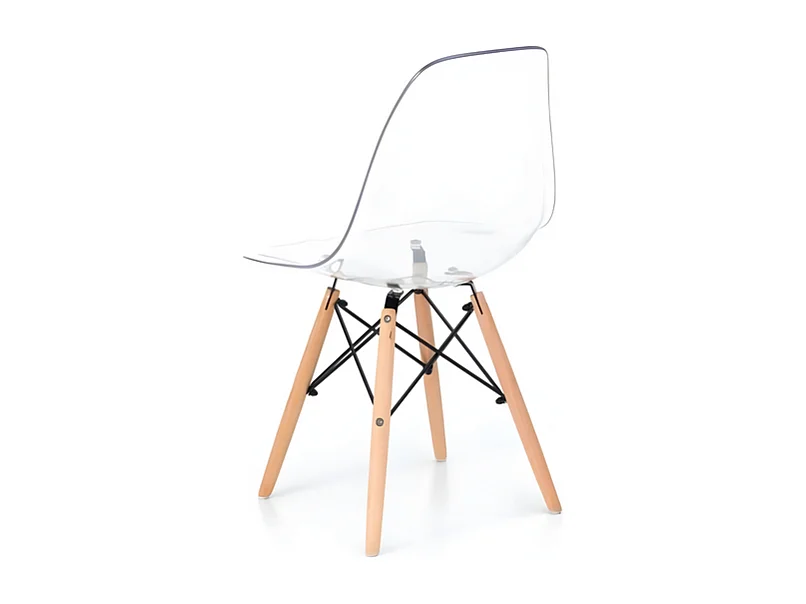 Set di 4 sedie moderne trasparenti "Elysia" in policarbonato con gambe in legno