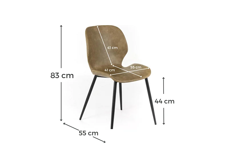 Set di 4 sedie eleganti in similpelle beige "Liam" soft touch vintage cm 45x55 83h