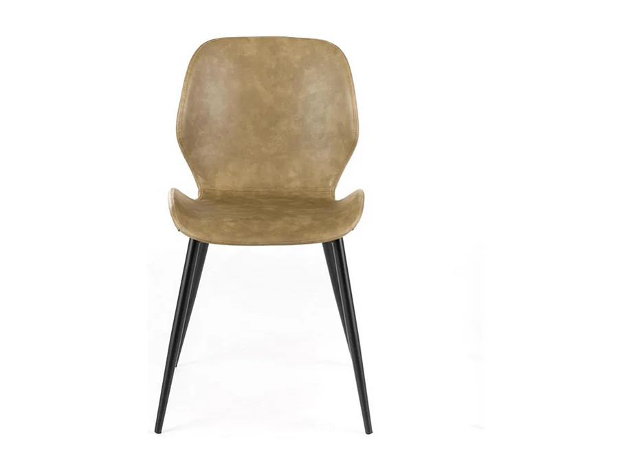 Set di 4 sedie eleganti in similpelle beige "Liam" soft touch vintage cm 45x55 83h