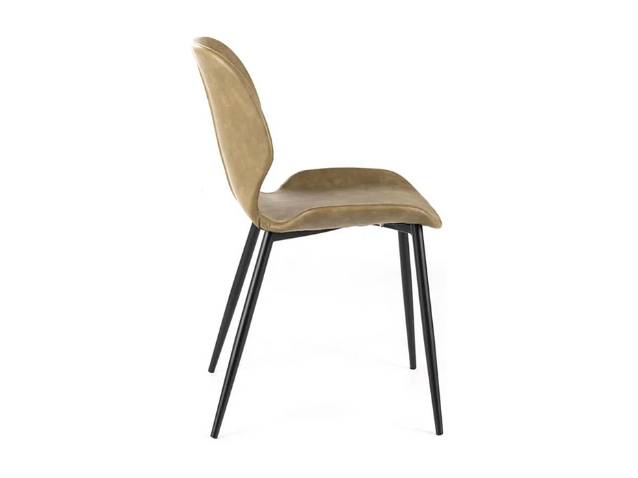 Set di 4 sedie eleganti in similpelle beige "Liam" soft touch vintage cm 45x55 83h