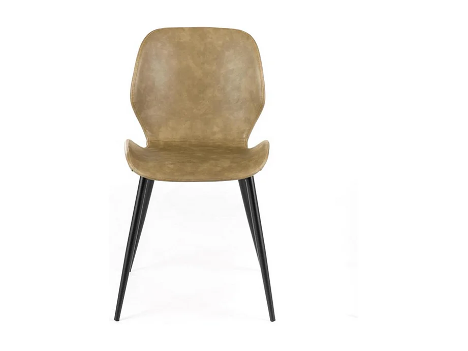 Set di 4 sedie eleganti in similpelle beige "Liam" soft touch vintage cm 45x55 83h