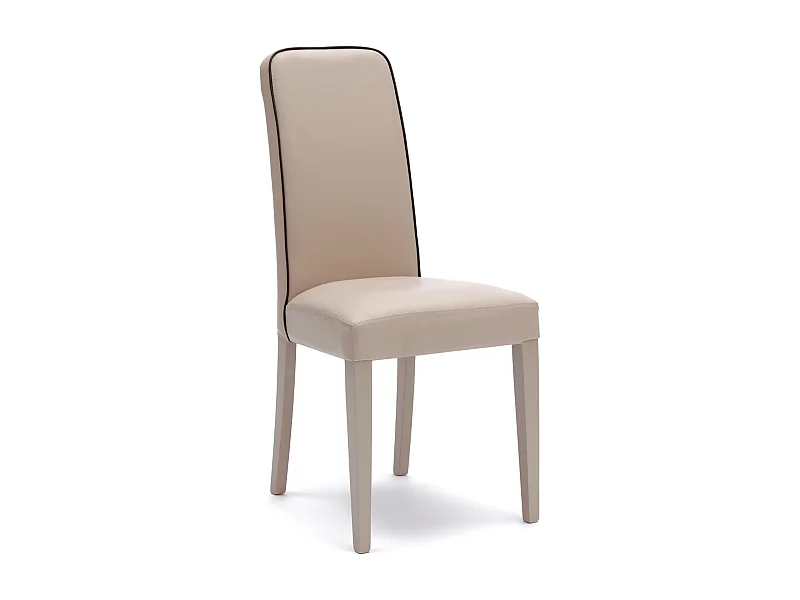 4er-Set beige "Gardenia" moderne gepolsterte Wohnzimmerstühle in Kunstleder, 46x59 cm, 99h