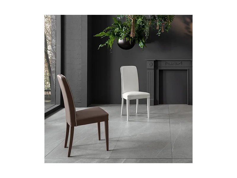 Set di 4 sedie imbottite da soggiorno marroni "Gardenia" moderne in similpelle cm 46x59 99h