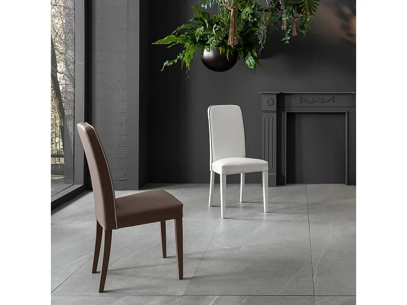 Set di 4 sedie imbottite da soggiorno marroni "Gardenia" moderne in similpelle cm 46x59 99h